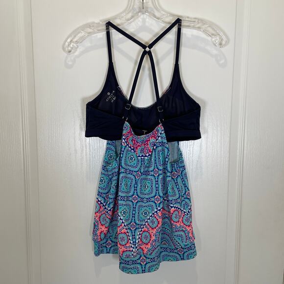 Athleta Fiji Blousy Swim Tankini Top Blue Coral Turquoise 34 B/C - Picture 4 of 4